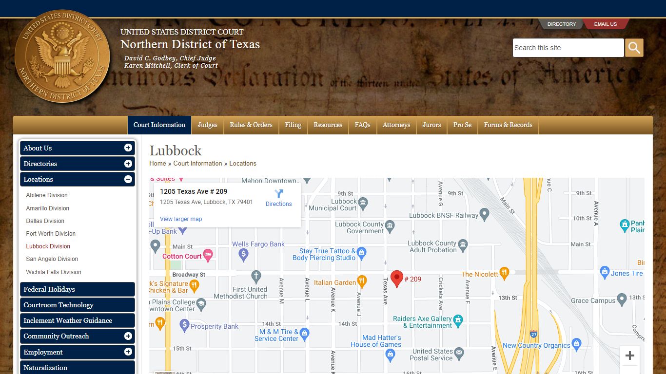 Lubbock | Northern District of Texas | United States District Court